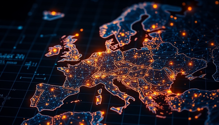European technology strategy shown on digital glowing map.
