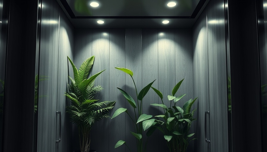 Nature strategy: elevator with plants in modern interior.