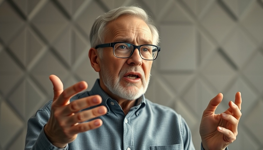 Elderly man discussing energy politics in a modern setting.