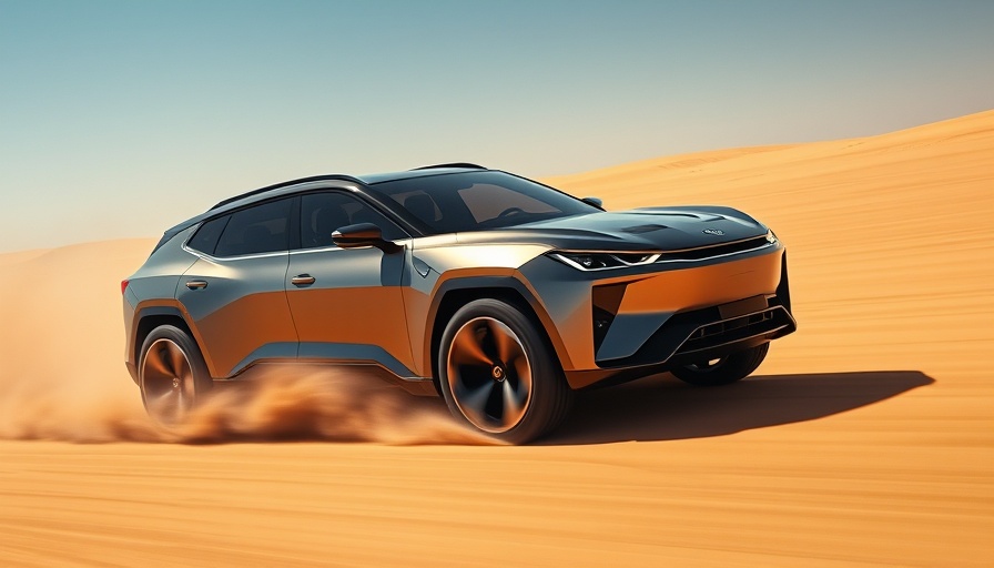 2025 Ioniq 5 driving in a desert setting with dust trail.