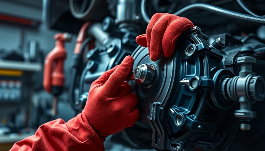 Mechanic addressing transmission issues with wrench in garage.