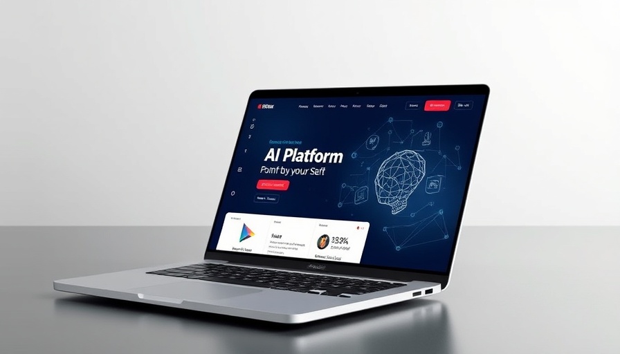 Enterprise AI platform displayed on sleek laptop, minimal design.