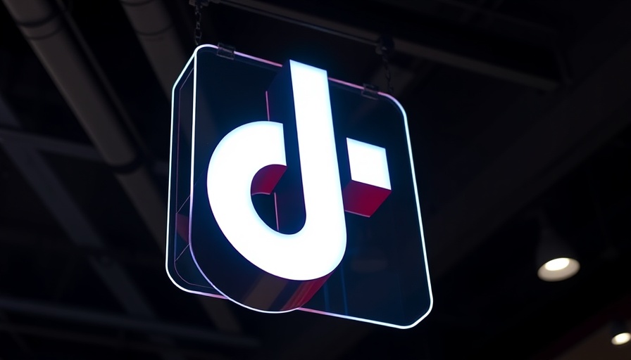 Illuminated TikTok logo sign in dark setting, TikTok ban context.