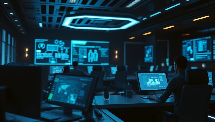 Futuristic AI employees in a digital office setting.