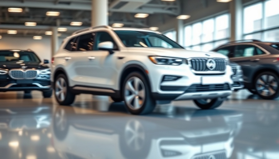 Stellantis showroom with white SUV amid reflections