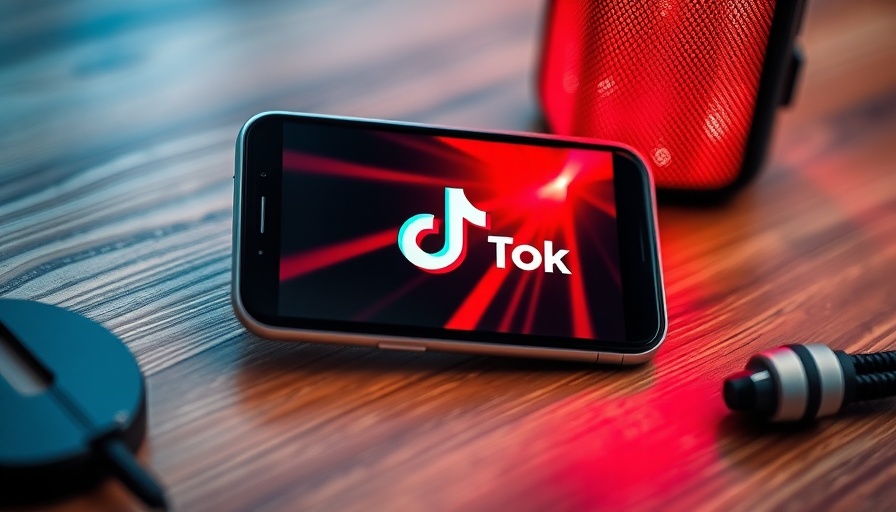 TikTok app on smartphone screen with red light, TikTok advertising.