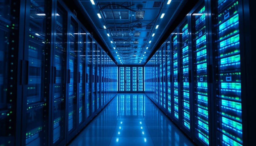 Modern server room with glowing LEDs representing Large Language Models.