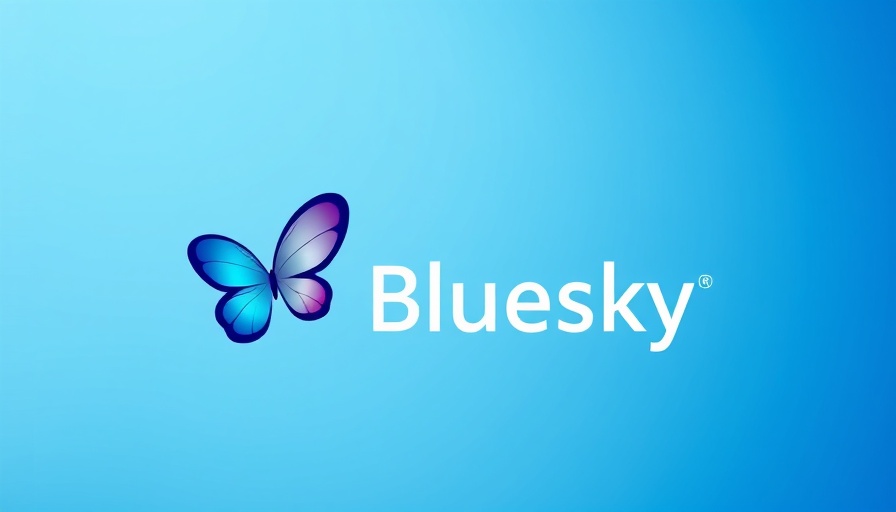 Bluesky logo with a butterfly on a blue gradient background.