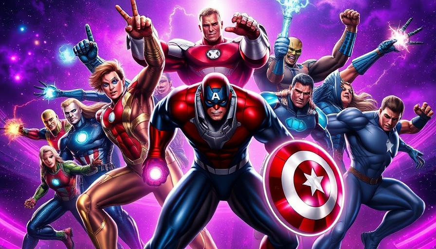 Dynamic Marvel superhero scene promoting TikTok innovation.