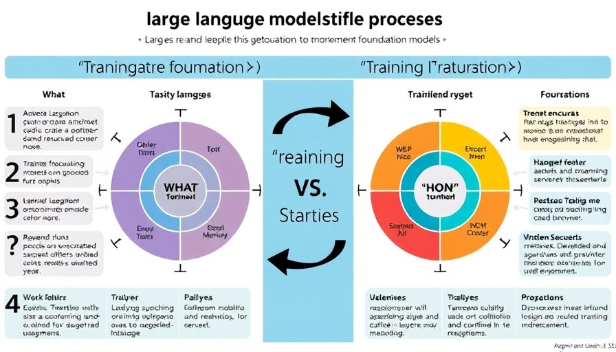Infographic on large language models' learning processes and foundation models.