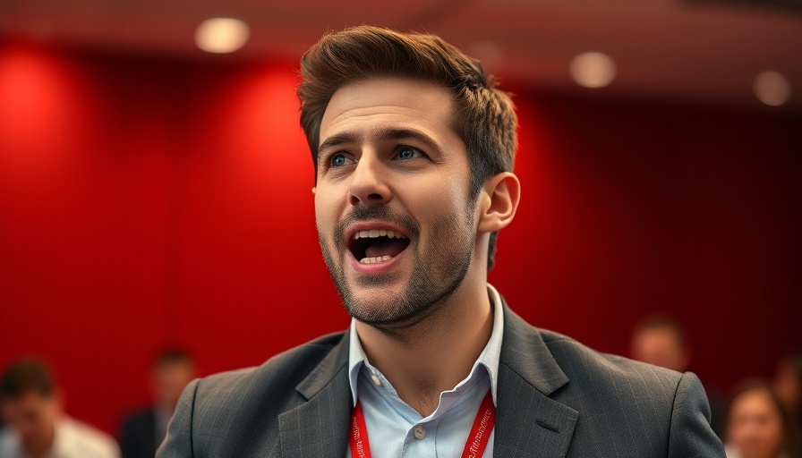Engaging speaker discussing Conversational AI at a conference.