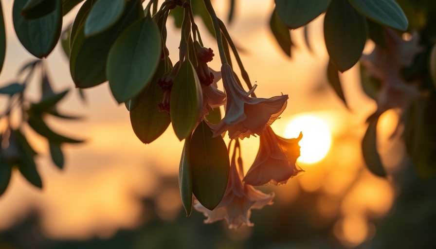 Close-up of eucalyptus leaves at sunset, invasive plants.