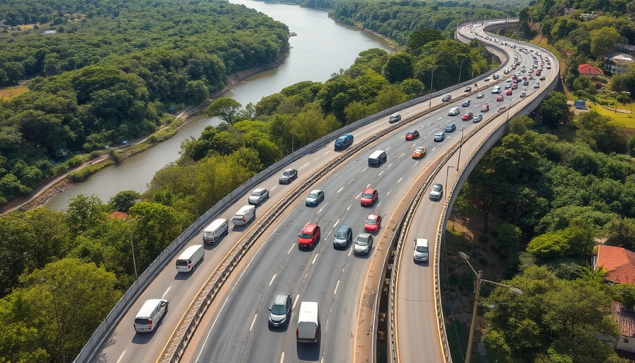 Aerial view of busy highway traffic, vehicle loan pricing context