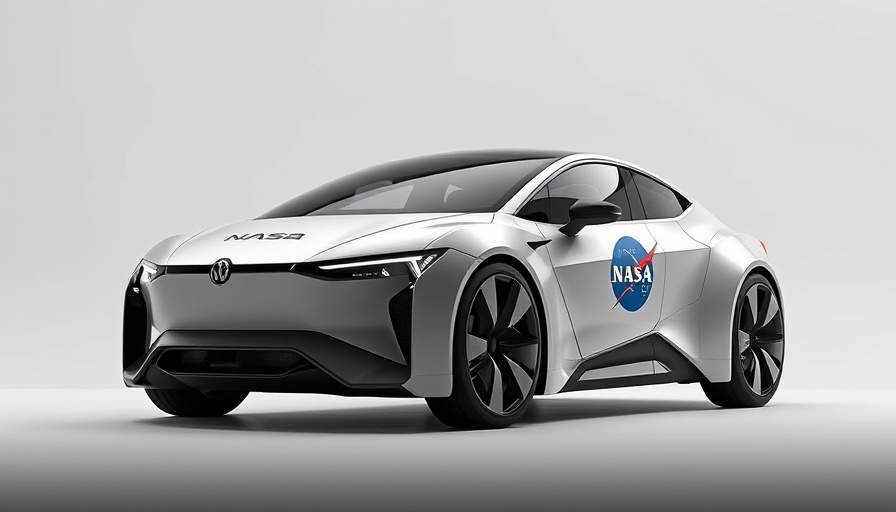 Canoo electric vehicle with NASA logo in a studio setting