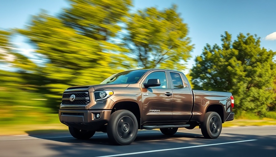 Modern pickup truck in motion on a scenic road in the automotive industry.