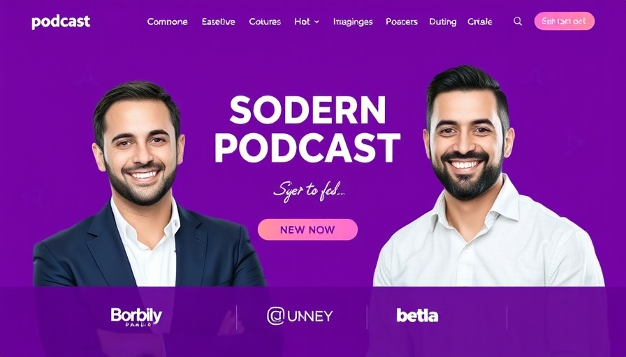Modern podcast graphic promoting global branding discussion.