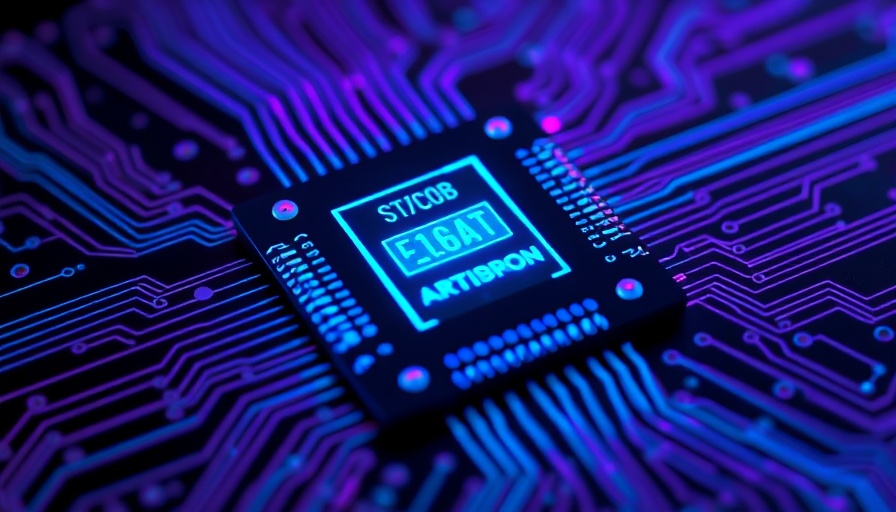 Futuristic AI infrastructure microchip with glowing circuits