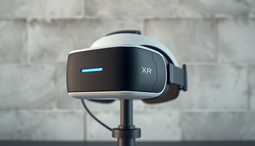 Modern XR headset displayed in a minimalist setting.