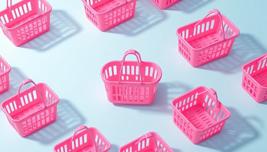 Colorful shopping baskets pattern for grocery retail in Mexico.