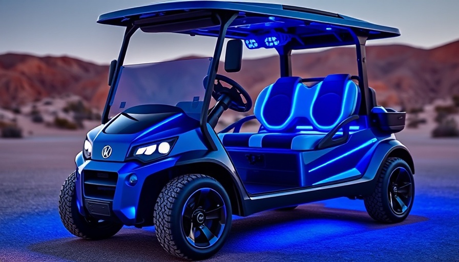 D-Max XT4 golf cart with tech features in the desert.
