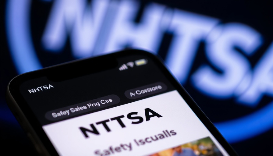 Close-up of NHTSA website on smartphone with focus on recalls.