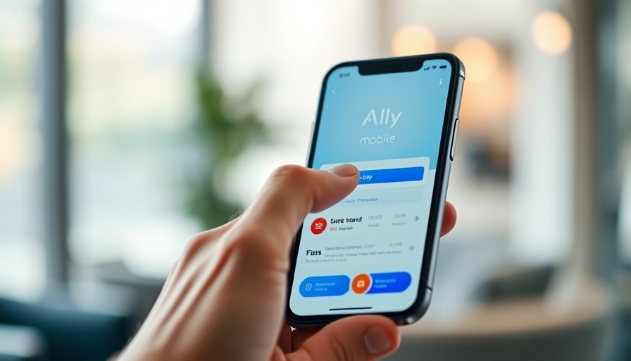 Ally Financial growth depicted on smartphone with Ally Mobile app.