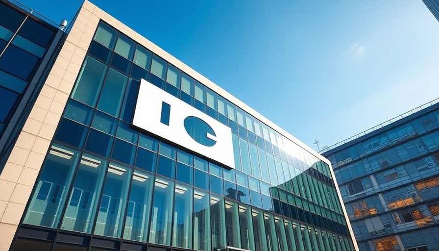 Corporate building with logo representing auto originations