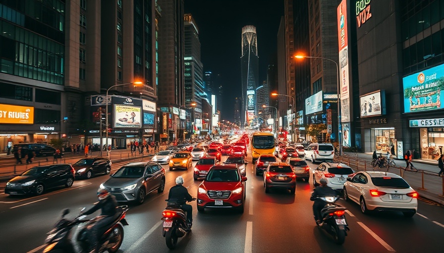 City traffic at night illustrating auto financing trends.