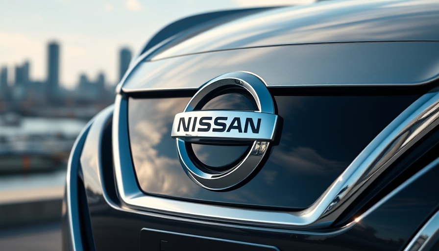 Close-up of Nissan EV grille highlighting logo, Nissan EV plans