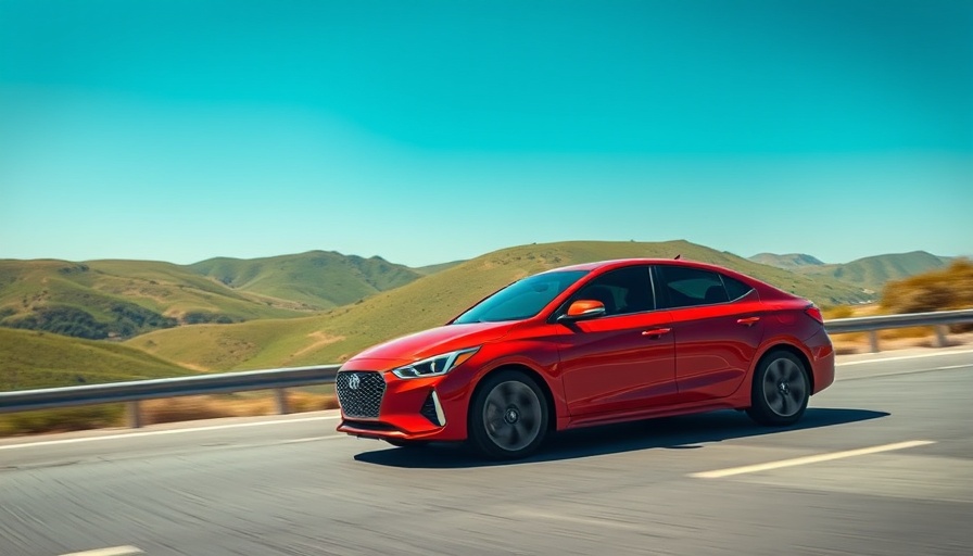Top Rated Vehicles 2025: sleek red modern sedan on scenic highway