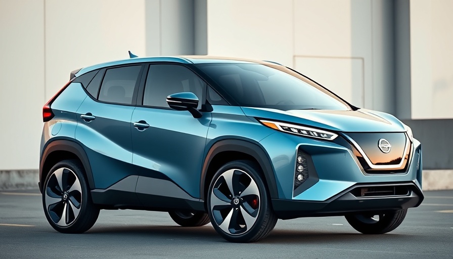 Sleek Nissan small electric SUV in a futuristic setting