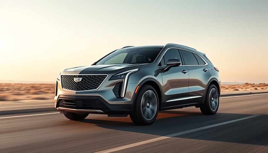 Cadillac Lyriq-V driving on open road at dusk.