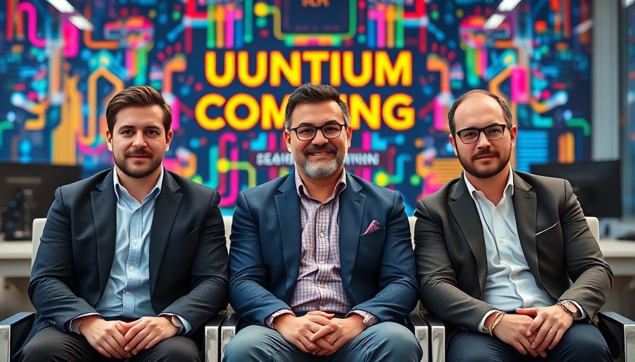 Quantum computing experts in a vibrant tech setting.
