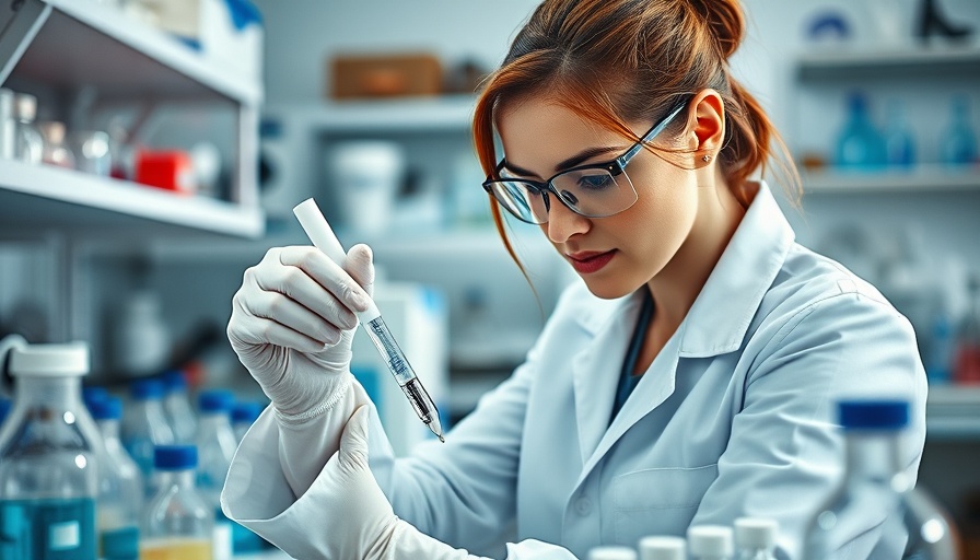 Scientist researching dementia treatment in laboratory setting.