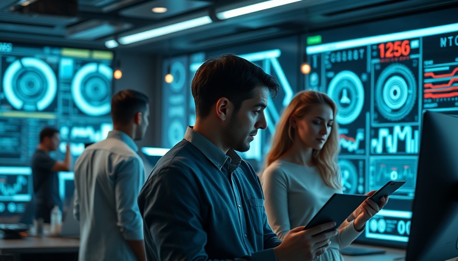 Futuristic office with web agents collaborating in a high-tech setting.