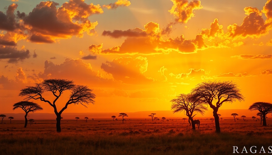 RAGAs framework illustration with African sunset and acacia trees.