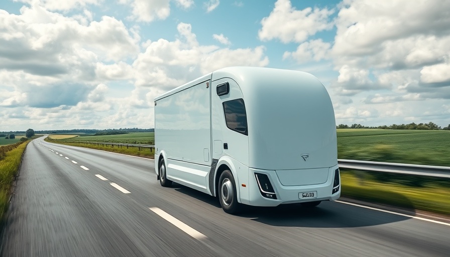 Commercial EVs, electric truck on highway in daylight
