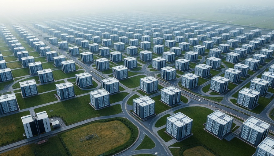 Aerial view of expansive data center grid illustrating data center spending.