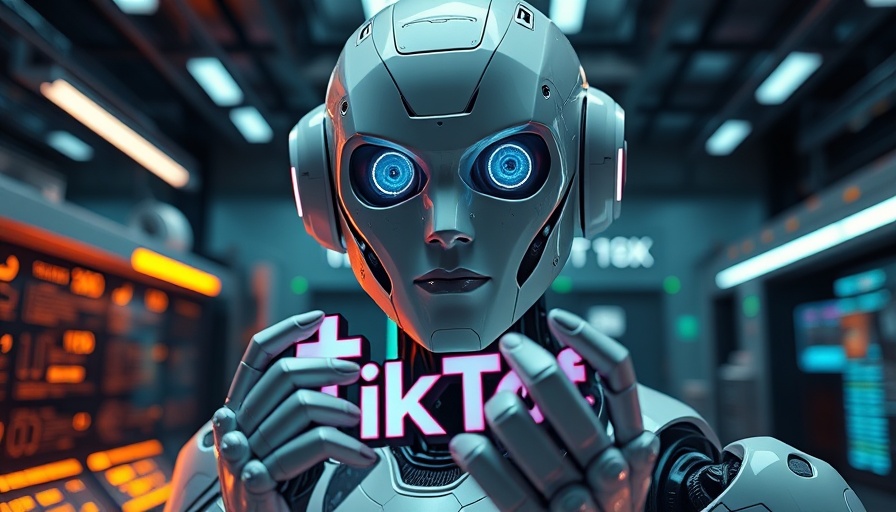 ByteDance AI investment robot holding TikTok logo with money in tech lab.