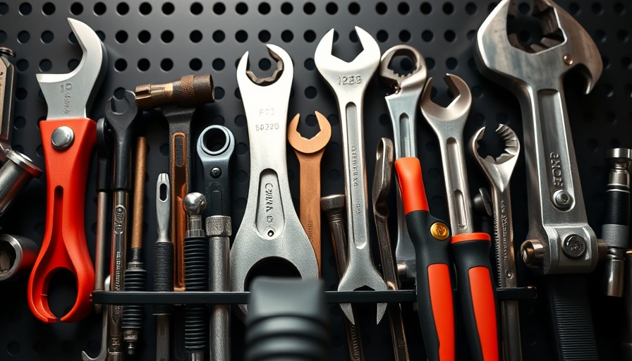 Bike tools setup in a workshop for eBike jobs, detailed macro view.