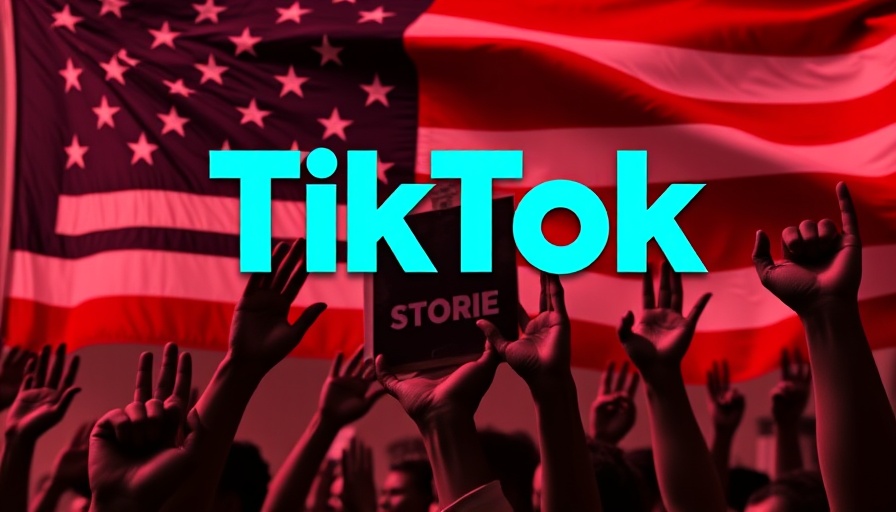 TikTok takeover protest graphic with flag backdrop