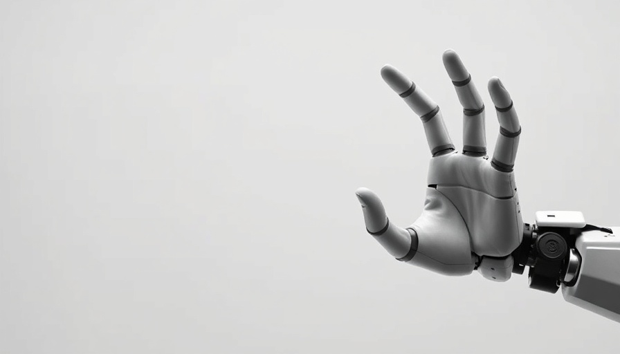 AI-powered inspections: Human and robotic hands reaching out.