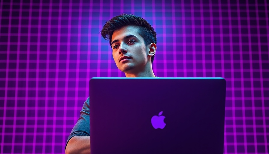 AI agent concept with relaxed man behind laptop, digital art style.