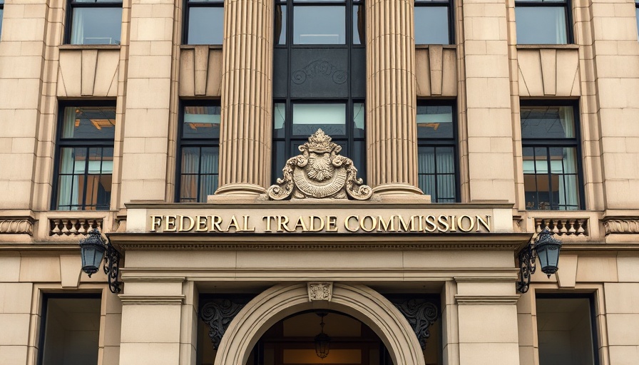 FTC building facade with decorative relief, Federal Trade Commission entrance.