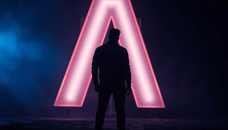 Silhouette before glowing 'A' symbolizing AI adoption.