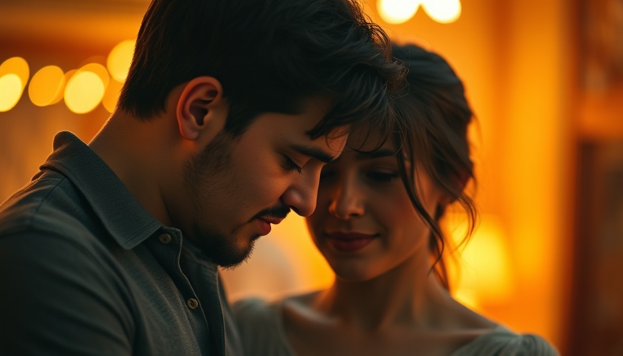 Tender moment between couple in an Amazon Prime movie scene.