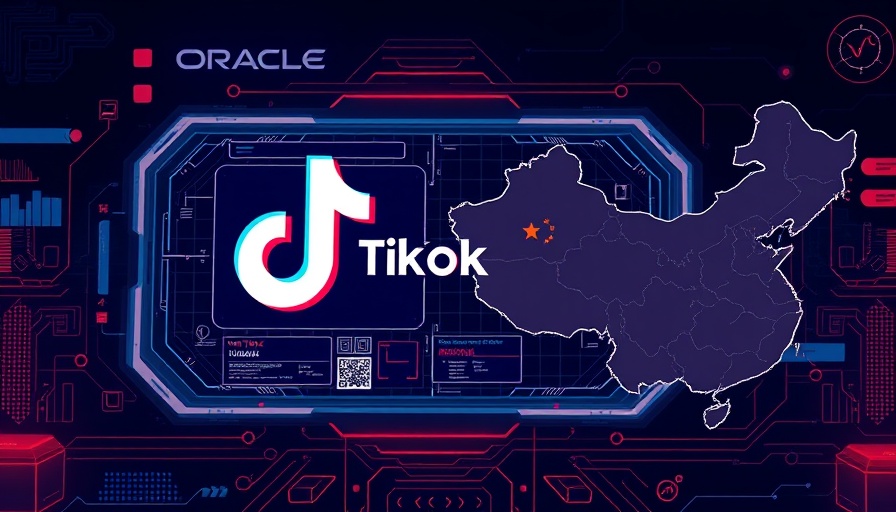 Futuristic illustration of Oracle TikTok acquisition concept with digital split-screen.