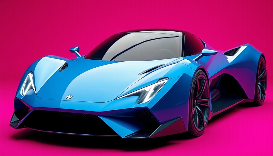 Futuristic blue Jaguar concept car in studio for rebrand.