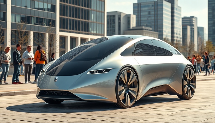 Futuristic solar-powered EV in urban setting