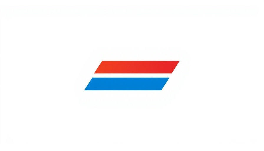Minimalist red and blue logo design on white background.